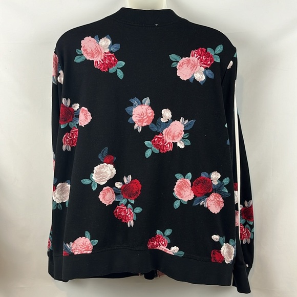 Torrid Floral Bomber Active Roses Stripe Ponte Zip Front Multicolor Jacket Sz 3 - Picture 7 of 8